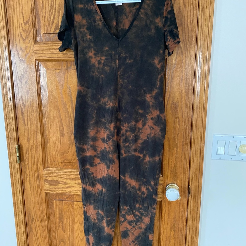 Black and Brown Tie-Dye Jumpsuit